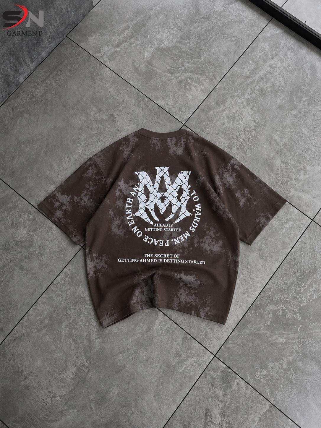 Front Back  Acid Wash Style Printed  DropShoulder
