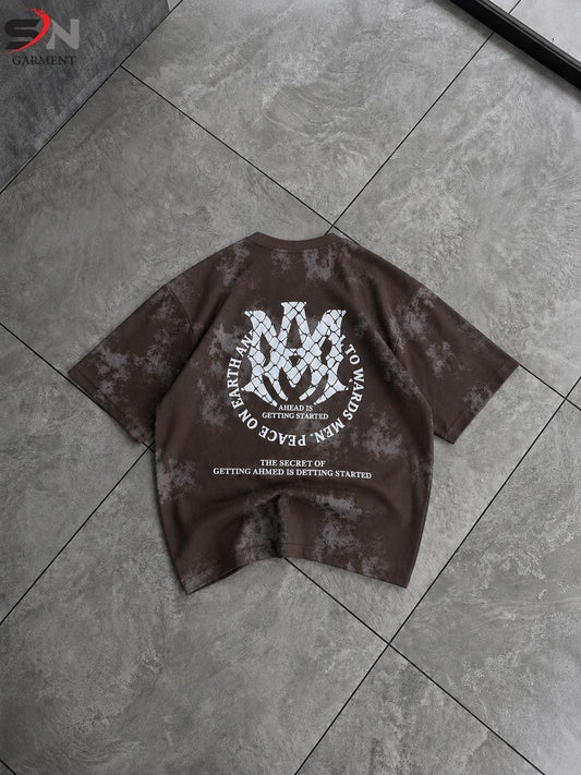 Front Back  Acid Wash Style Printed  DropShoulder