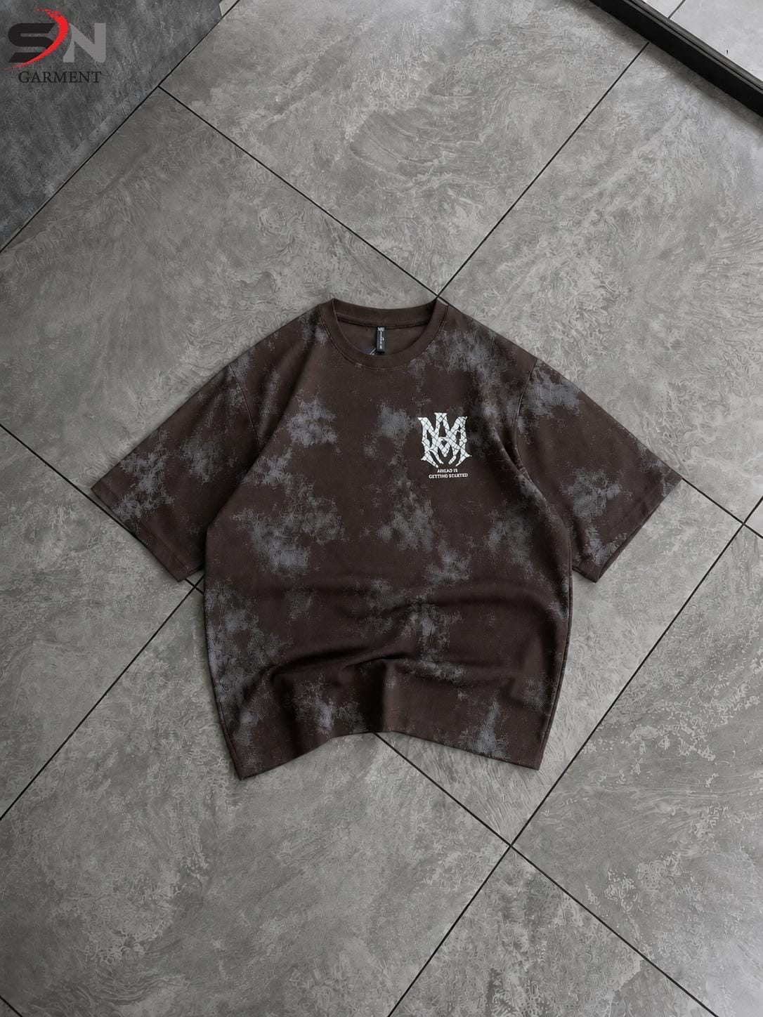 Front Back  Acid Wash Style Printed  DropShoulder