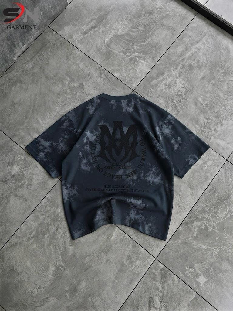 Front Back  Acid Wash Style Printed  DropShoulder