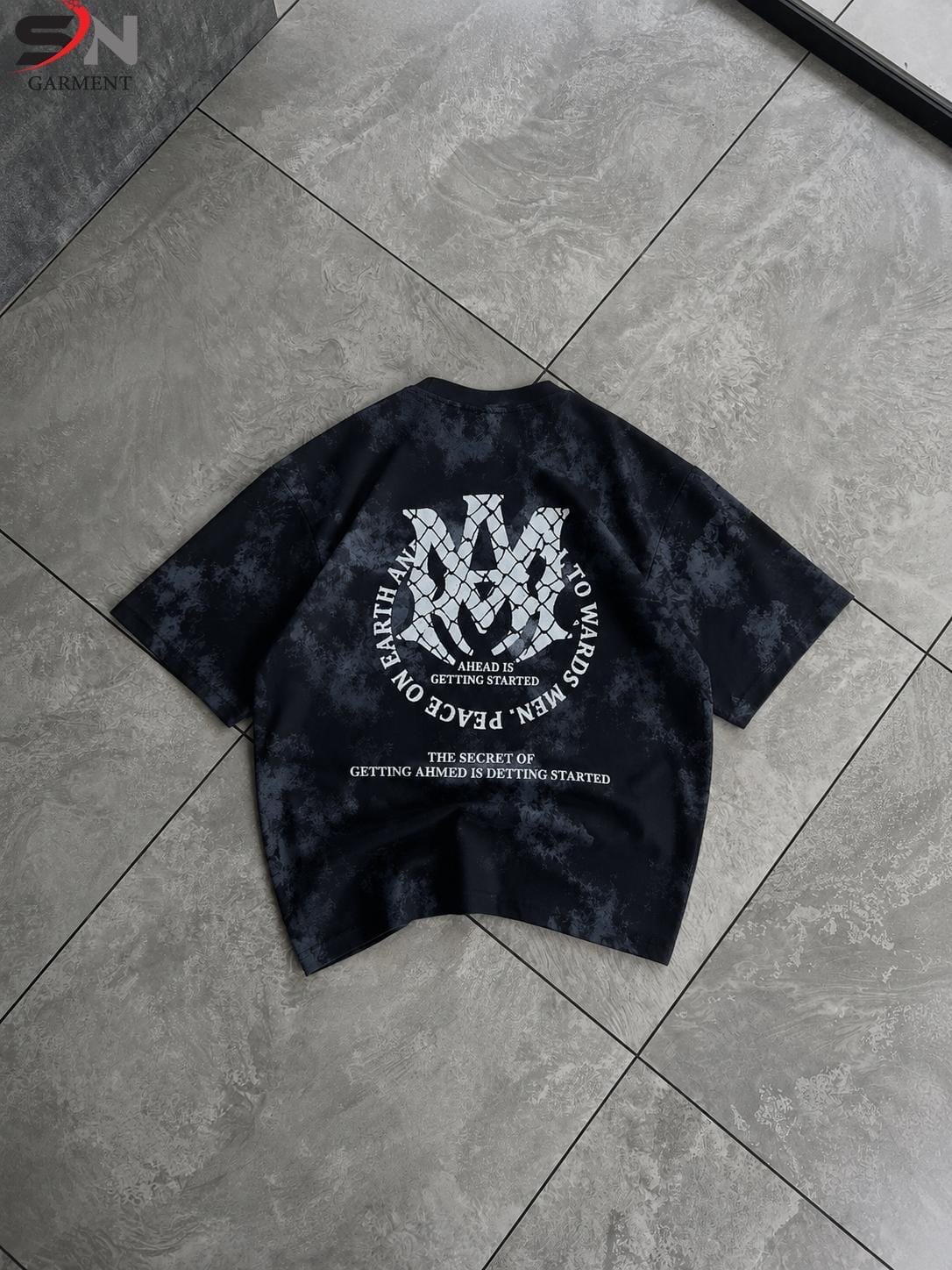Front Back  Acid Wash Style Printed  DropShoulder