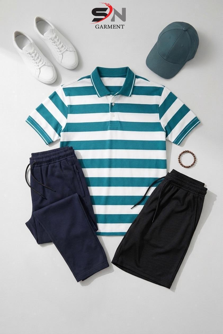 Breton Stripe Polo Shirt
