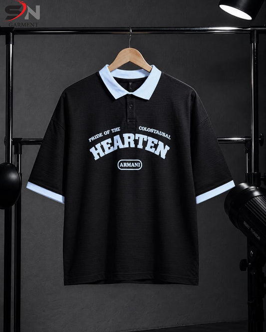 Hearten Embossed  Printed  Polo Drop Shoulder