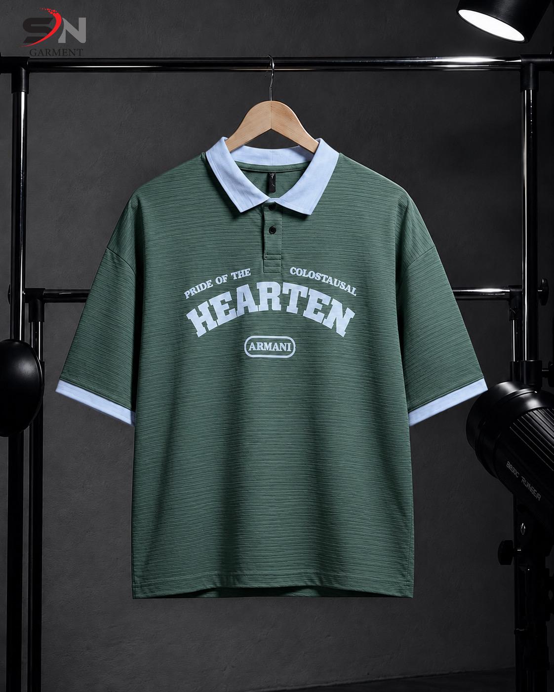 Hearten Embossed  Printed  Polo Drop Shoulder